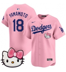 Women Los Angeles Dodgers 18 Yoshinobu Yamamoto Pink 2025 Hello Kitty Vapor Limited Stitched Baseball Jersey 
