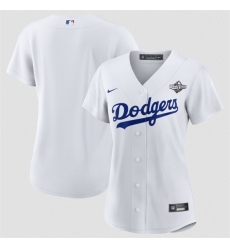 Women Los Angeles Dodgers Blank White 2025 World Series Home Cool Base Stitched Baseball Jersey 