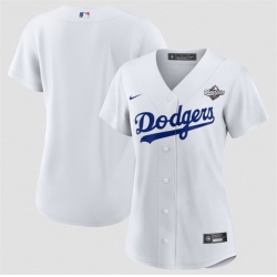Women Los Angeles Dodgers Blank White 2025 World Series Home Cool Base Stitched Baseball Jersey 