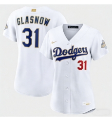 Women Los Angeles Dodgers Tyler Glasnow Nike White 2026 Gold Collection Stadium Jersey