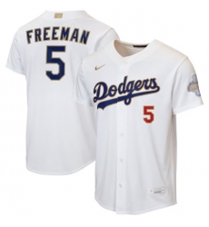 Youth Los Angeles Dodgers Freddie Freeman Nike White 2026 Gold Collection Home Replica Jersey Youth Los Angeles Dodgers Freddie Freeman Nike White 2026 Gold Collection Home Replica Jersey