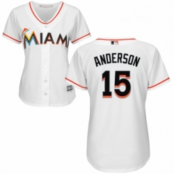 Womens Majestic Miami Marlins 15 Brian Anderson Replica White Home Cool Base MLB Jersey 