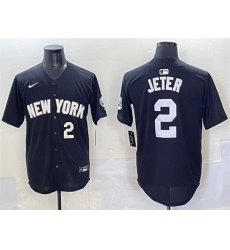 Men New York Yankees 2 Derek Jeter Black Limited Stitched Baseball Jersey