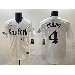 Men New York Yankees 4 Lou Gehrig White  27Gothic Legacy Edition 27 Vapor Premier Limited Stitched Baseball Jersey