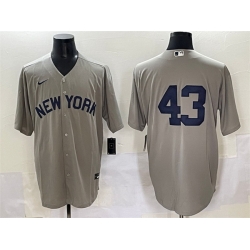 Men New York Yankees 43 Jonathan Lo E1isiga Grey Cool Base Stitched Baseball Jersey