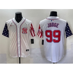 Men New York Yankees 99 Aaron Judge White 2025 Independence Day Vapor Premier Limited Stitched Baseball Jersey