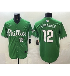 Men Philadelphia Phillies 12 Kyle Schwarber Green Limited Stitched Jersey Men Philadelphia Phillies 12 Kyle Schwarber Green Limited Stitched Jersey