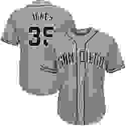 Mens Majestic San Diego Padres 35 Randy Jones Replica Grey Road Cool Base MLB Jersey