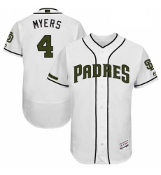 Mens Majestic San Diego Padres 4 Wil Myers White Memorial Day Authentic Collection Flex Base MLB Jersey