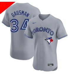 Men Toronto Blue Jays 34 Kevin Gausman Gray Cool Base Stitched Baseball Jersey
