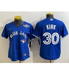 Women Toronto Blue Jays 30 Alejandro Kirk Royal 2025 World Series Cool Base Stitched Baseball Jersey Women Toronto Blue Jays 30 Alejandro Kirk Royal 2025 World Series Cool Base Stitched Baseball Jersey
