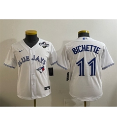 Youth Toronto Blue Jays 11 Bo Bichette White 2025 World Series Cool Base Stitched Baseball Jersey
