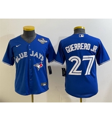 Youth Toronto Blue Jays 27 Vladimir Guerrero Jr Royal 2025 World Series Cool Base Stitched Baseball Jersey Youth Toronto Blue Jays 27 Vladimir Guerrero Jr Royal 2025 World Series Cool Base Stitched Baseball Jersey