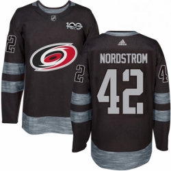 Mens Adidas Carolina Hurricanes 42 Joakim Nordstrom Premier Black 1917 2017 100th Anniversary NHL Jersey 
