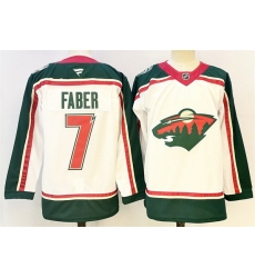 Men Minnesota Wild 7 Brock Faber White 2025 25th Anniversary Stitched Hockey Jersey Men Minnesota Wild 7 Brock Faber White 2025 25th Anniversary Stitched Hockey Jersey