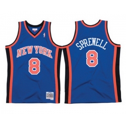 Men New Yok Knicks 8 Latrell Sprewell Blue 1998 99 Road Swingman Stitched Jersey