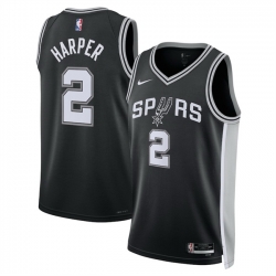 Men San Antonio Spurs 2 Dylan Harper Black 2025 Draft Icon Edition Stitched Basketball Jersey