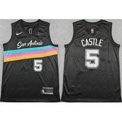 Men San Antonio Spurs 5 Stephon Castle Black 2025 26 City Edition Stitched Basketball Jersey