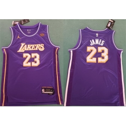 Men Los Angeles Lakers 23 LeBron James Purple 2025 Statement Edition Stitched Basketball Jersey