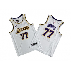 Men Los Angeles Lakers 77 Luka Doncic White Association Edition Stitched Basketball Jersey