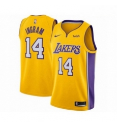 Mens Los Angeles Lakers 14 Brandon Ingram Authentic Gold Home Basketball Jersey Icon Edition