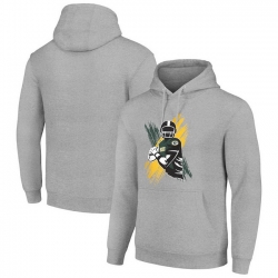 Men Starter Heather Gray Green Bay Packers Player X Fleece Pullover Hoodie