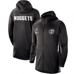 Men Nike Denver Nuggets Heathered Black Authentic Showtime Therma Flex Performance Full Zip Hoodie