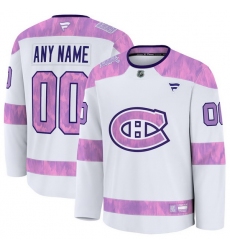 Men Women Youth Montreal Canadiens Fanatics White 2024 Hockey Fights Cancer Custom Practice Jersey