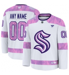 Men Women Youth Seattle Kraken Fanatics 2024 Hockey Fights Cancer Custom Practice Jersey White