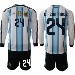 Argentina 2026 FIFA World Cup Soccer Jersey White LONG #24 E.FERNANDEZ