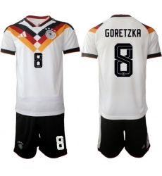 Germany 2026 FIFA World Cup Soccer Jersey White #8 GORETZKA Germany 2026 FIFA World Cup Soccer Jersey White #8 GORETZKA
