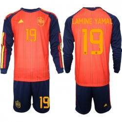 Spain 2026 FIFA World Cup Soccer Jersey Red LONG #19 LAMINE YAMAL