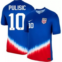 Men American Team 10 Christian Pulisic 2024 25 Royal Away Soccer Jersey Suit