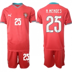 Portugal 2026 FIFA World Cup Soccer Jersey Red #25 N.MENDES