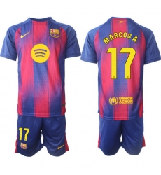 Men FC Barcelona 2026 Soccer Jerseys PinkBlue #17 MARCOSA