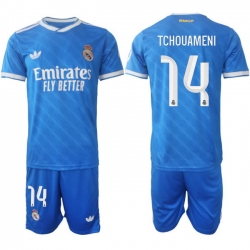 Men Real Madrid 2026 Soccer Jerseys Blue #14 TCHOUAMENI