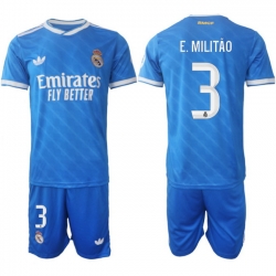 Men Real Madrid 2026 Soccer Jerseys Blue #3 E.MILITAO
