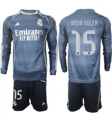 Men Real Madrid 2026 Soccer Jerseys DarkBlue Long #15 ARDA GULER