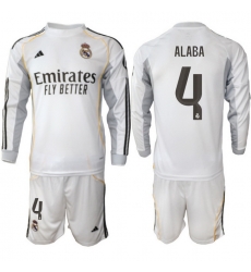 Men Real Madrid 2026 Soccer Jerseys White Long #4 ALABA Men Real Madrid 2026 Soccer Jerseys White Long #4 ALABA