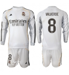 Men Real Madrid 2026 Soccer Jerseys White Long #8 VALVERDE Men Real Madrid 2026 Soccer Jerseys White Long #8 VALVERDE