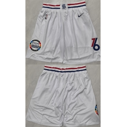 Men Philadelphia 76ers White Shorts