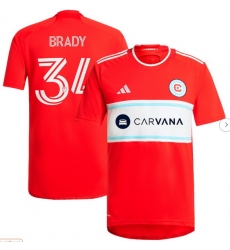 Men's Chicago Fire Chris Brady adidas Red 2024 Return To Red Replica Player Jersey
