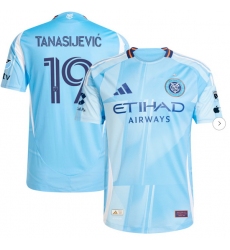 Men's New York City FC Strahinja Tanasijevic adidas Light Blue 2025 The Excelsior Kit Authentic Player Jersey
