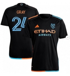Men's New York City FC Tayvon Gray adidas Black 2024 24 7 Kit Replica Player Jersey