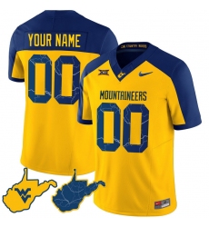 Men Women Youth West Virginia Mountaineers 2024 Gold Vapor Limited Custom Jersey All Stitched Black Gold