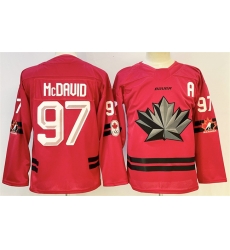 Men Canada Hockey 97 Connor McDavid Red With A Patch Stitched Jersey Men Canada Hockey 97 Connor McDavid Red With A Patch Stitched Jersey