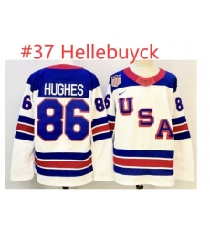 Men's USA #37 Connor Hellebuyck White 2026 Stitched Jersey