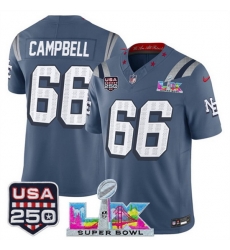 Men New England Patriots 66 Will Campbell Storm Blue 2025 F U S E Super Bowl LX USA 250 Patch Rivalries Vapor Limited Football Stitched Jersey Men New England Patriots 66 Will Campbell Storm Blue 2025 F U S E Super Bowl LX USA 250 Patch Rivalries Vapor Limited Football Stitched Jersey
