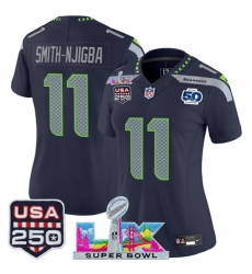 Women Seattle Seahawks 11 Jaxon Smith Njigba Navy 2025 F U S E Super Bowl LX Patch And 50th Season 26 USA 250 27 Patch Vapor Limited Football Stitched Je Women Seattle Seahawks 11 Jaxon Smith Njigba Navy 2025 F U S E Super Bowl LX Patch And 50th Season 26 USA 250 27 Patch Vapor Limited Football Stitched Je