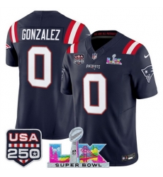 Youth New England Patriots 0 Christian Gonzalez Navy 2025 F U S E Super Bowl LX Patch And USA 250 27 Patch Vapor Limited Stitched Football Jersey Youth New England Patriots 0 Christian Gonzalez Navy 2025 F U S E Super Bowl LX Patch And USA 250 27 Patch Vapor Limited Stitched Football Jersey